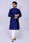 Buy_Arihant Rai Sinha_Blue Art Silk Solid Kurta And Dhoti Pant Set _at_Aza_Fashions