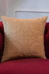 Buy_Khaabka_Gold Chanderi Silk Embroidery Ornamental Cushion Cover - Set Of 2_at_Aza_Fashions