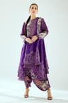 Buy_Rajdeep Ranawat_Purple Silk Geometric Round Band Aamilah Floral And Pattern Tunic  _at_Aza_Fashions