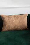 Buy_Khaabka_Brown Chanderi Silk Embroidery Cushion Cover - Set Of 2 _at_Aza_Fashions