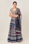 Buy_Tamaraa By Tahani_Blue Silk, Net Cutdana, Sequins Sweetheart Ariel And Embellished Lehenga Set _at_Aza_Fashions
