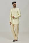 Buy_Arihant Rai Sinha_Cream Sherwani Jacquard Woven Floral Set _at_Aza_Fashions