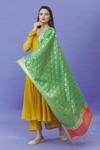 Buy Naintara Bajaj Green Cotton, Silk Geometric Pattern Dupatta at Aza Fashions Buy_Naintara Bajaj_Green Cotton, Silk Geometric Pattern Dupatta _at_Aza_Fashions