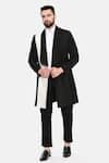 Buy_Mayank Modi - Men_Black 100% Linen Plain Two Tone Trench Jacket _at_Aza_Fashions