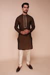 Buy_Tisa - Men_Green Kurta Silk Embroidered Resham Thread And Sequin Work Placket Set  _at_Aza_Fashions