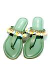 Buy_Foot Fuel_Green Leah Strap Embellished Flats _at_Aza_Fashions
