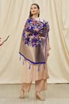 Buy_Khwaab by Sanjana Lakhani_Blue Banarasi Art Silk Flower And Leaf Woven Dupatta _at_Aza_Fashions