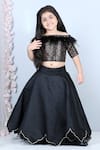Buy_The Little Celebs_Black Silk, Net, Crepe Sequins Embroidered Blouse And Lehenga Set _at_Aza_Fashions