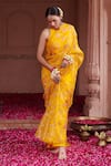 Buy_Pink City by Sarika_Yellow Embroidered Resham Organza Zari Saree _at_Aza_Fashions