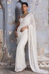 Buy Nitika Gujral Ivory Georgette, Organza, Cotton Sequins, Crystals, And Work Saree With Blouse at Aza Fashions Buy_Nitika Gujral_Ivory Georgette, Organza, Cotton Sequins, Crystals, And Work Saree With Blouse _at_Aza_Fashions