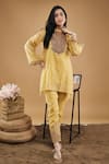 Buy_Soup by Sougat Paul_Yellow Handloom Cotton Hand Embroidered Collar Azra Kurta And Pant Set _at_Aza_Fashions