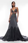 Buy_Deme by Gabriella_Grey Georgette Embellishment Sequin V Neck Strappy Gown _at_Aza_Fashions