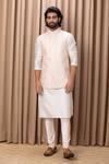 Buy_Ankit V Kapoor_Pink Cotton, Silk, Twill Embroidery, Sequins Thread Nehru Jacket _at_Aza_Fashions