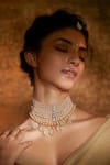 Buy_Tarun Tahiliani_Ivory Pearl And Citerine Pebble Layered Choker _at_Aza_Fashions