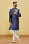 Buy_Arihant Rai Sinha_Blue Silk Embroidery Placement Paisley Kurta Set _at_Aza_Fashions