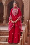 Buy_Ajiesh Oberoi_Pink Velvet Embroidered Dori Round Kalidar Kurta Gharara Set _at_Aza_Fashions