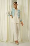 Buy Sakshi Khetterpal Ivory Chanderi Beads, Pearls, Embroidery Collared Shirt And Pant Set at Aza Fashions Buy_Sakshi Khetterpal_Ivory Chanderi Beads, Pearls, Embroidery Collared Shirt And Pant Set _at_Aza_Fashions