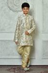Buy_Petite Pomme_Cream Silk Embroidery Botanic Full Sleeve Kurta _at_Aza_Fashions