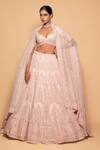 Buy_Pallavi Poddar_Pink Organza Sequins, Pearls, Beads, Khusrang Embroidered Bridal Lehenga Set _at_Aza_Fashions
