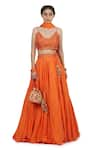 Buy_Seema Nanda_Orange Cotton Mul And Organza Lining Kyra Waistband Lehenga Set  _at_Aza_Fashions