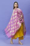 Buy_Samyukta Singhania_Pink Cotton Silk Woven Floral Dupatta _at_Aza_Fashions