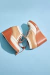 Buy Tiesta Brown Nougat Lace Tie-up Sneaker Wedges at Aza Fashions Buy_Tiesta_Brown Nougat Lace Tie-up Sneaker Wedges _at_Aza_Fashions
