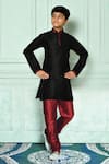 Buy_Arihant Rai Sinha_Black Silk Embroidery Plain Woven Kurta Set _at_Aza_Fashions