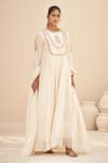 Buy Hirika & Dhruti Ivory Chanderi, Organza, Crepe Embroidery, Sequins Round Neck Hand Anarkali Set at Aza Fashions Buy_Hirika & Dhruti_Ivory Chanderi, Organza, Crepe Embroidery, Sequins Round Neck Hand Anarkali Set _at_Aza_Fashions