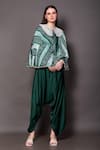 Buy_Vara by Vibha n Priti_Grey Silk Printed And Hand Embroidered Bandhej Round Tunic & Dhoti Pant Set _at_Aza_Fashions