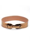 Buy_Trov_Brown Metallic Buckle Belt _at_Aza_Fashions