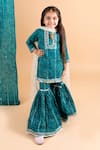 Buy_Chotibuti_Blue Cotton, Linen Gota Patti, Lace Bandhani Print Kurta Sharara Set _at_Aza_Fashions