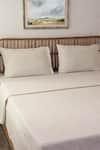 Buy_House This_Off White 100% Cotton Vindhya Stripe Embroidered Bedcover _at_Aza_Fashions