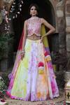 Buy_Nitisha Kashyap Official_Multi Color Net, Silk Tassels, Mirrors, Embroidery Tie And Dye Lehenga Set _at_Aza_Fashions