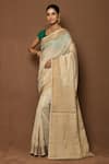 Buy_Samyukta Singhania_Cream Monga Silk Woven Floral Butti Pattern Saree _at_Aza_Fashions