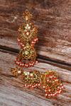 Buy_ZEVAR BY GEETA_Gold Plated Kundan Brass And Pearls Jadau Embellished Jhumkas _at_Aza_Fashions