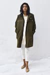Buy_Kharakapas_Green Twill Collared Parka Jacket _at_Aza_Fashions