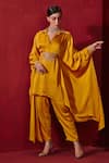 Buy_Ajiesh Oberoi_Yellow Modal Silk Embroidered Pearl Fiza Oversized Shirt And Pant Set For Kids_at_Aza_Fashions