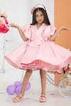 Buy_Hoity Moppet_Pink Scuba Solid Hi Maintenance Puffed Sleeve Jacket Dress _at_Aza_Fashions