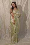 Buy_Studio Malang_Green Tissue Embroidered Angoor Saree_at_Aza_Fashions