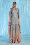 Buy_Akhl_Multi Color Body  Chiffon (100% Viscose) + Silk-raffia Mesh Structured Dress _at_Aza_Fashions