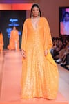 Buy_Arpita Mehta_Orange Georgette Sequins, Mirrors V-neck And Embroidered Kaftan_at_Aza_Fashions