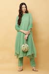 Buy_Kefi Collections_Green Kurta And Lurex Woven Amrique Placement Set  _at_Aza_Fashions