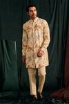 Buy Beige Handloom Cotton Printed Animal Wild Kurta Set For Men by ...