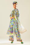 Buy_Rajdeep Ranawat_Multi Color Silk Printed Floral Band Collar Ghazala Long Tunic  _Online_at_Aza_Fashions