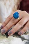 Buy_Do Taara_Blue Stone Embellished Ring_at_Aza_Fashions