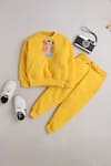 Buy_Knitting Doodles_Yellow Fleece Printed Love Thy Self Top And Joggers Set  _at_Aza_Fashions