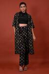 Buy_Rimi Nayak_Black Modal, Satin, Cotton, Silk Assorted Floral Print Anti-fit Long Jacket _at_Aza_Fashions