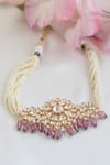 Buy_Nepra By Neha Goel_Pink Kundan Polki Studded Geometric Necklace _at_Aza_Fashions