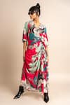 Buy_Nupur Kanoi_Magenta Crepe Digital Print Floral Pattern V Neck Floret Wrap Dress  _at_Aza_Fashions