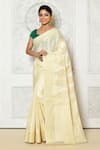 Buy_Nazaakat by Samara Singh_Off White Banarasi Cotton Silk Woven Leaf Pattern Saree_at_Aza_Fashions